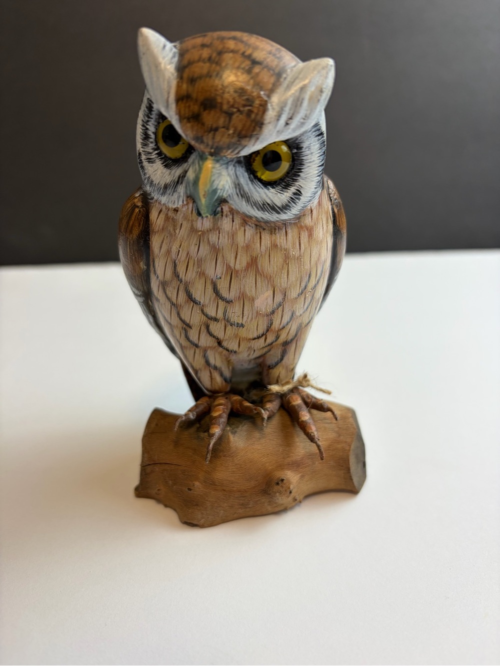 Brown Owl Bird Figurine - Decorative Pet Bird Statue